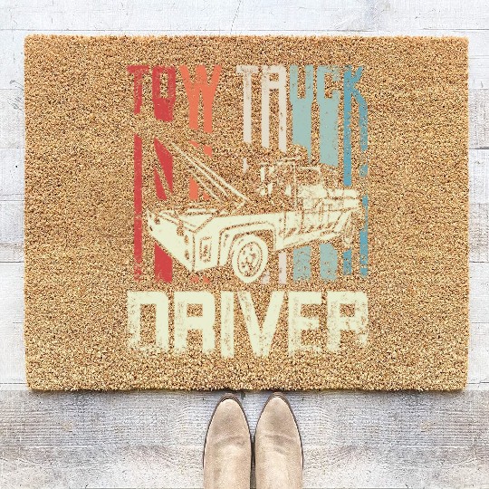Cool Retro Vintage Tow truck Driver Coir Doormats