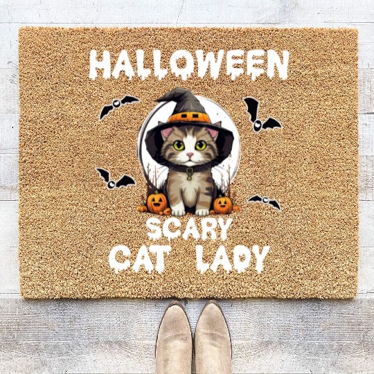 Cats Mama Pumpkin Cat Halloween Cats Coir Doormats
