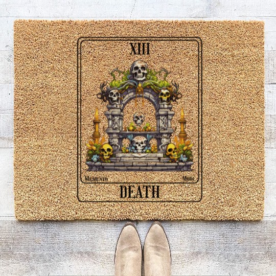 Tarot Card Death Memento Mori Skull Design Coir Doormats