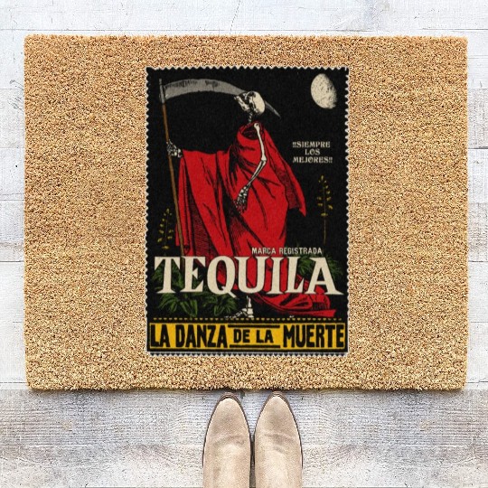 Vintage Mexican Tequila Calavera Coir Doormats