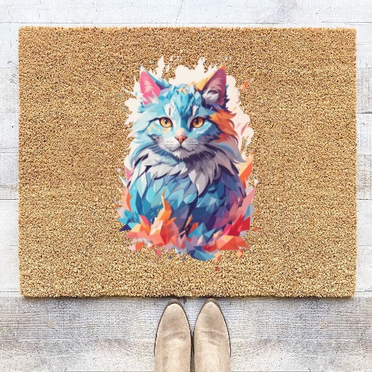 Cute Crystal Fantasy Cat Design Coir Doormats