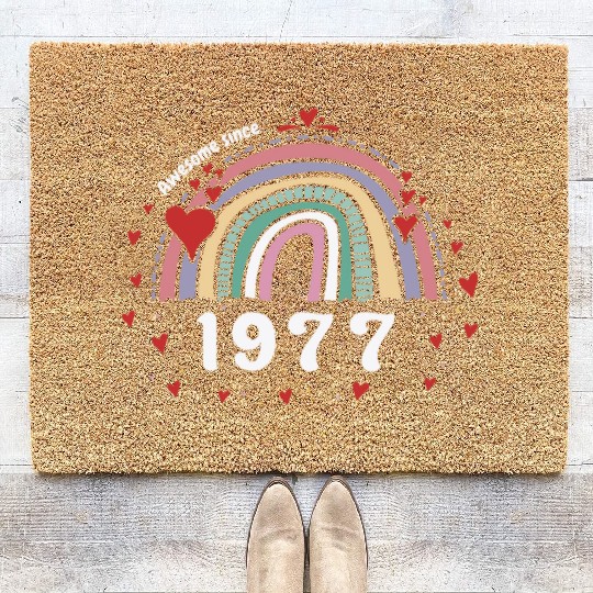 Cute Rainbow Awesome 1977 - 46th Birthday w/ Coir Doormats
