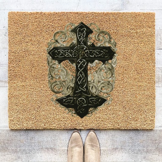tree celtic cross Coir Doormats