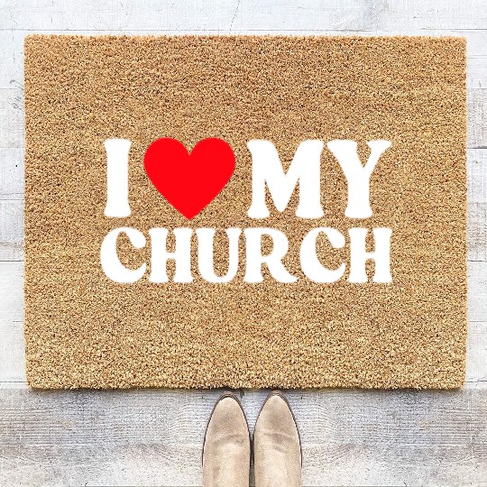 I Love My Church Christian Gift Coir Doormats