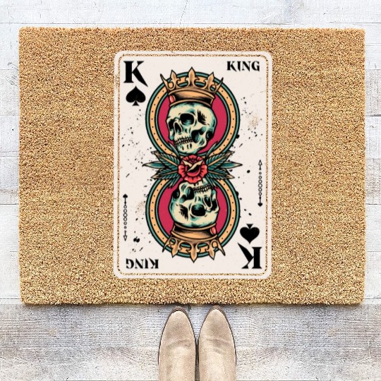 King on Spades Horror Halloween Card Game Creepy Coir Doormats