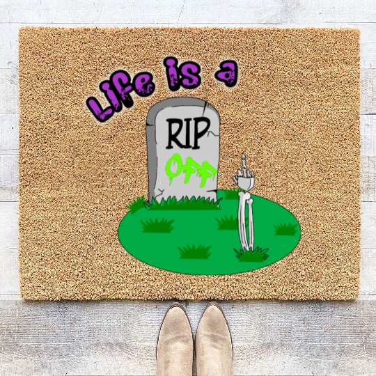 Rip Off Creepy Spooky Dark Joke Cartoon Mood Coir Doormats
