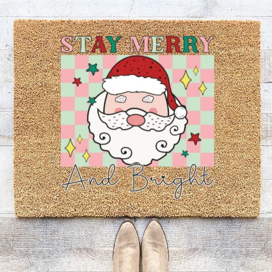 Stay merry and bright, Christmas funny design Coir Doormats