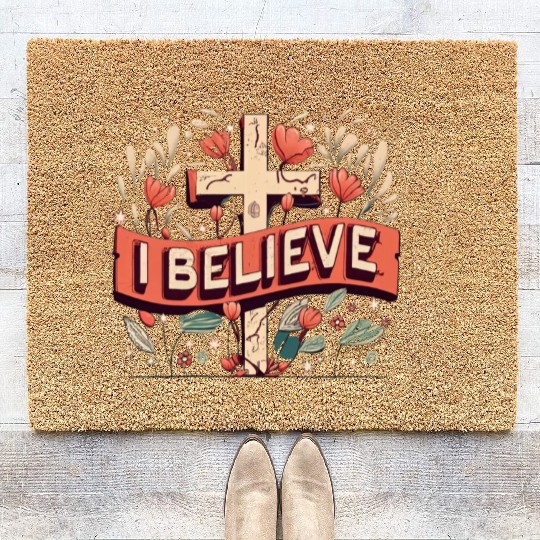 "I believe" statement of religious faith Coir Doormats