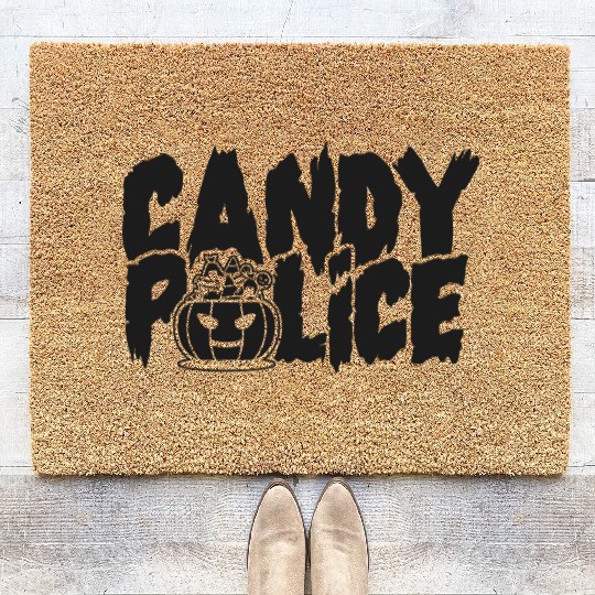 Candy Police Funny Halloween Coir Doormats