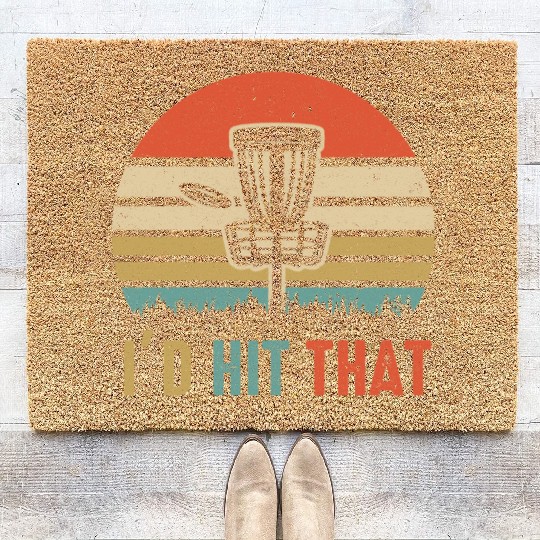 I d Hit That Disc Golf Vintage Sunset Funny Father Coir Doormats