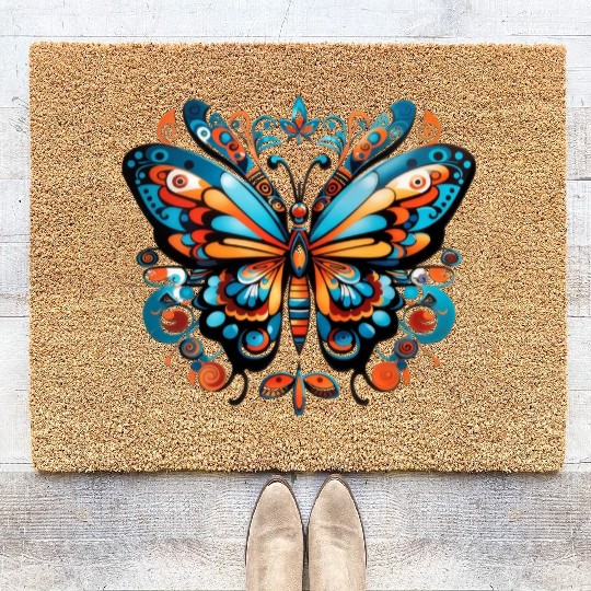 Aztec Butterfly Rainbow Butterfly Women’s Coir Doormats
