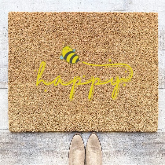 Happy Bee Animals Nature Beekeeper Coir Doormats