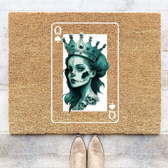 Poker Card Game Creepy Queen of Spades Gothic Coir Doormats