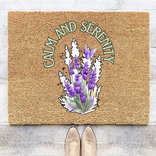 Calm And Serenity Coir Doormats, lavender flower of calm