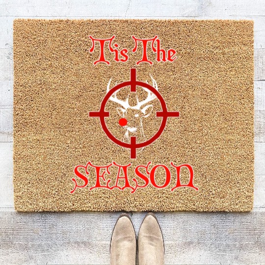 Funny Redneck Deer Hunting Christmas Design Coir Doormats