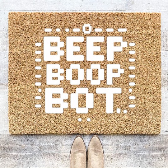 Beep Boop Bot - Retro 8-bit Robot Typography Coir Doormats