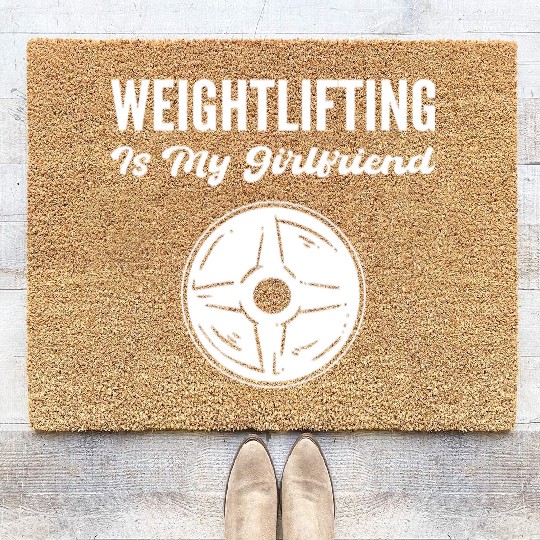 Weightlifting Girlfriend Body Builder Gift Coir Doormats