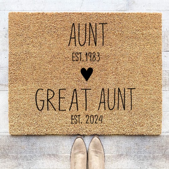 New Aunt Gift, Baby Shower Gift, Pregnancy Reveal Coir Doormats