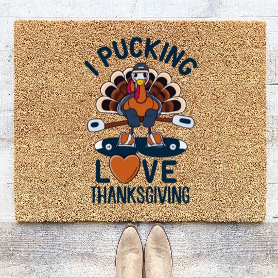 I Pucking Love Thanksgiving - Funny Turkey Coir Doormats