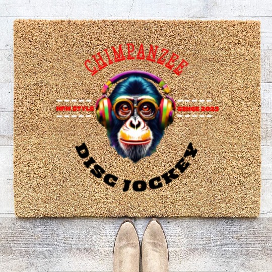 Monkey DJ Music, Chimpanzee DJ Music - Funny And C Coir Doormats