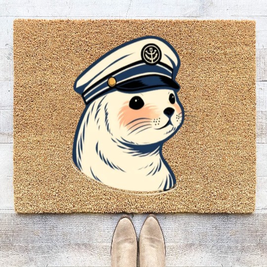 Seal Sailor Cap Boat Captain Cap Boating Seal Coir Doormats