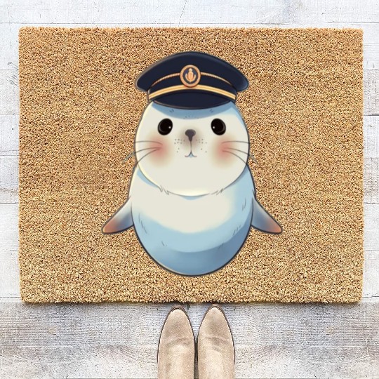 Seal Sailor Cap Boat Captain Cap Boating Seal Coir Doormats