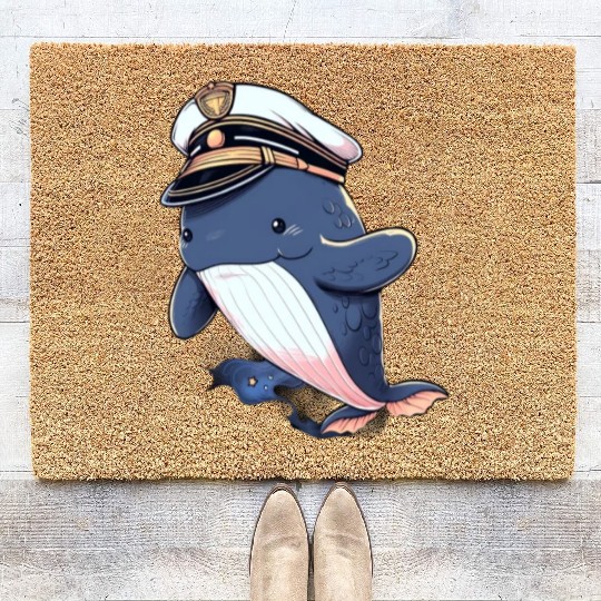 Whale Sailor Cap Boat Captain Cap Boating Whale Coir Doormats