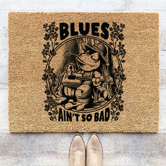 Delta Blues Frog With Guitar Blues Ain t So Bad Coir Doormats