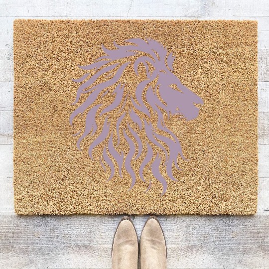Majestic lion head silhouette Coir Doormats