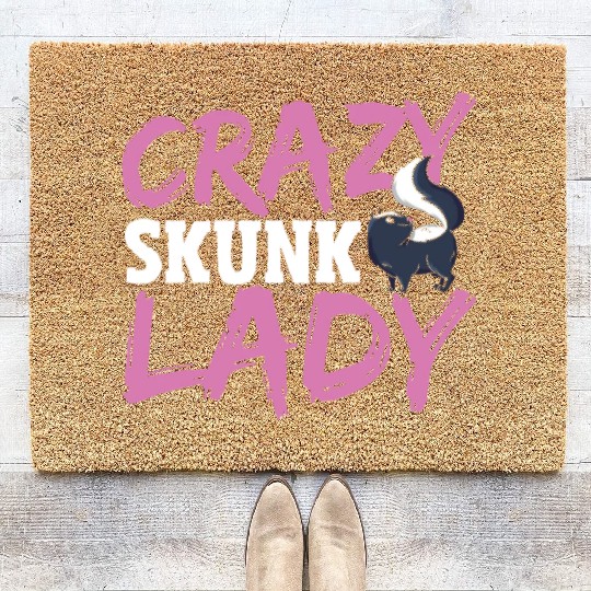 Crazy Skunk Lady Skunk Whisperer Skunk Lover Coir Doormats