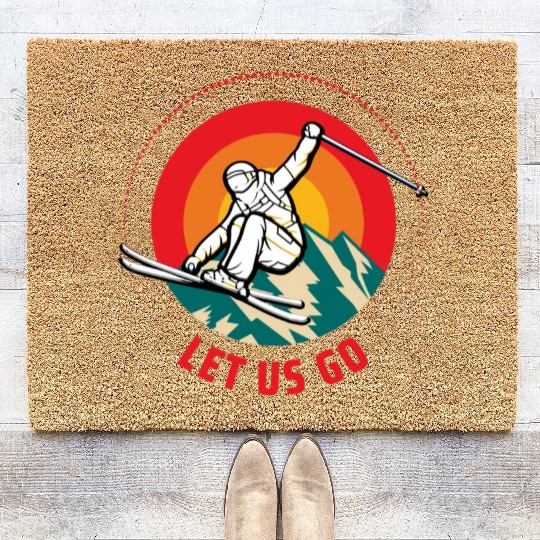 "Winter Wonderland Thrills: Snowboarder's Paradise Coir Doormats