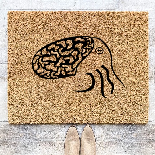 Octopus reduced to the body, eye and tentacles Coir Doormats