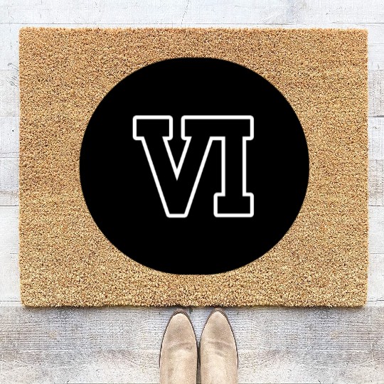 6 Greek Numerals - Ancient Symbol Six Coir Doormats