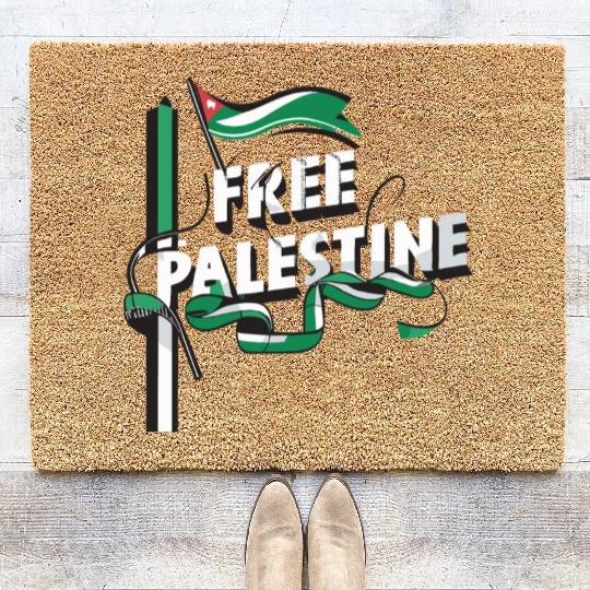 I Love Free Palestine Flag Save Gaza Coir Doormats