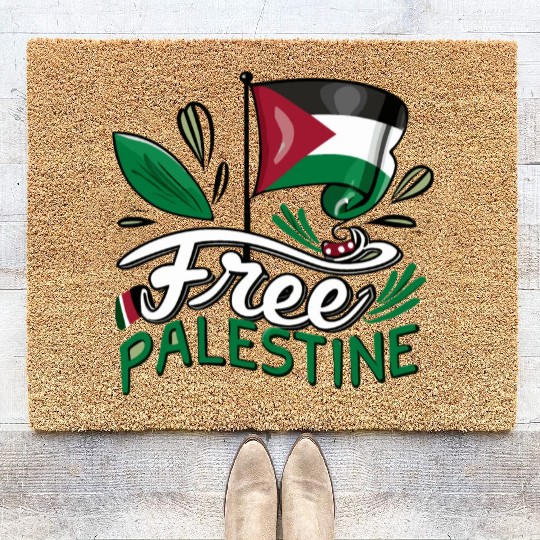 I Love Free Palestine Flag Save Gaza Palestinian Coir Doormats