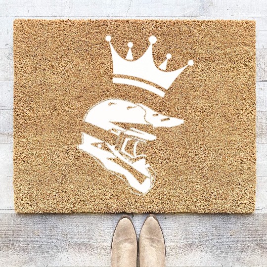 Motocross king, helmet in crown Coir Doormats