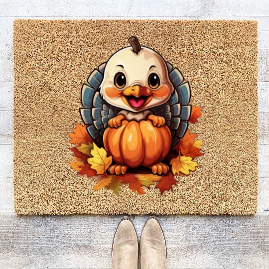 Pumpkin Bird Turkey Holiday Animal Pet Lover Coir Doormats