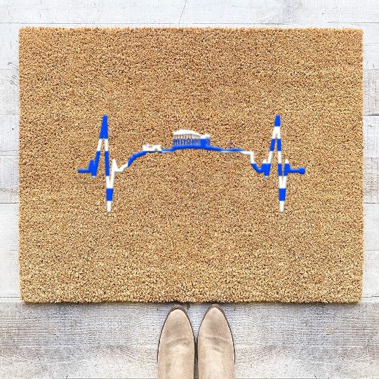 Athens Skyline Heartbeat Heart Flag Ancient Greek Coir Doormats