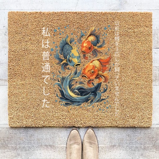 Koi Fish Koi Carp Japanese Koi Garden-Pond funny Coir Doormats