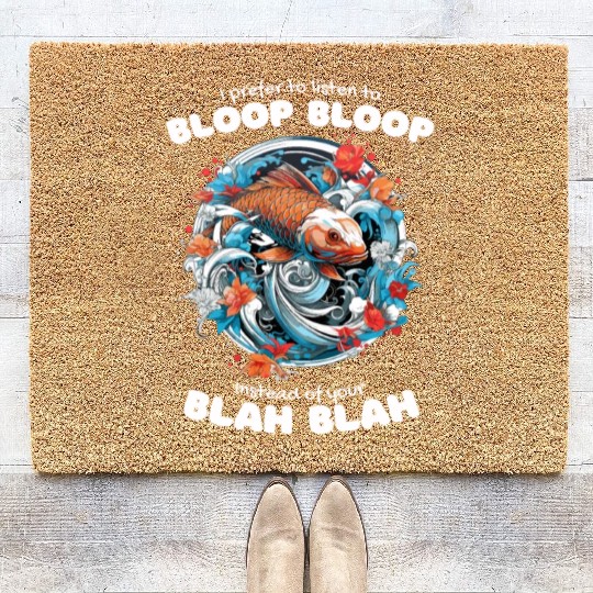 Koi Fish Koi Carp Japanese Koi Garden-Pond funny Coir Doormats