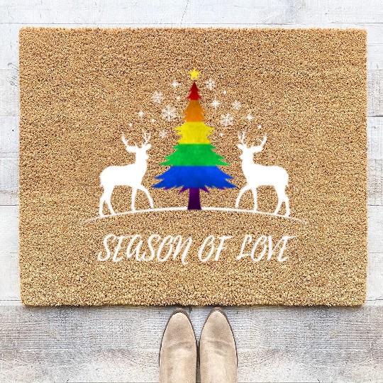 Gay Christmas Tree Gay Couple Season Of Love Coir Doormats