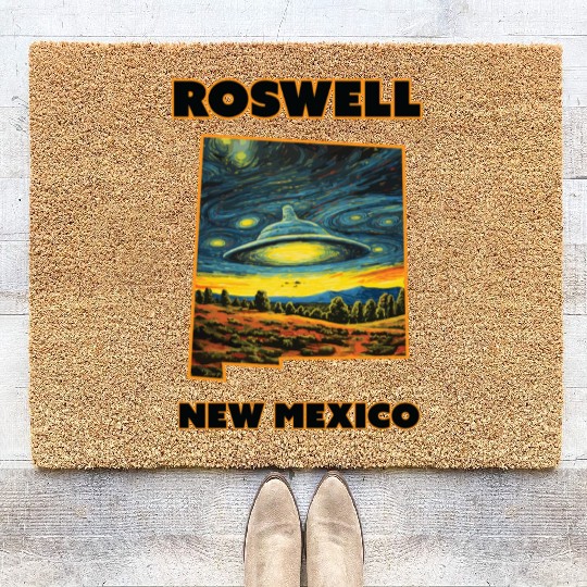 New Mexico Roswell - Alien Saucer Coir Doormats