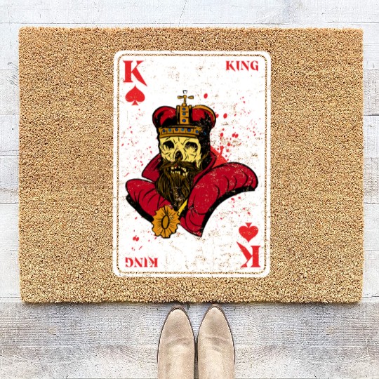 King on Spades Horror Halloween Card Game Creepy Coir Doormats