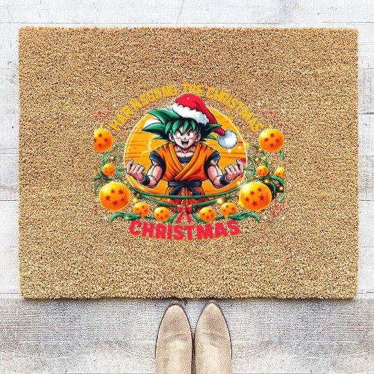 Funny Goku Christmas festival Coir Doormats