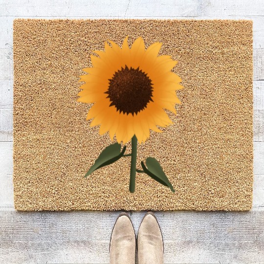 Vibrant Sunflower Botanical Illustration Coir Doormats