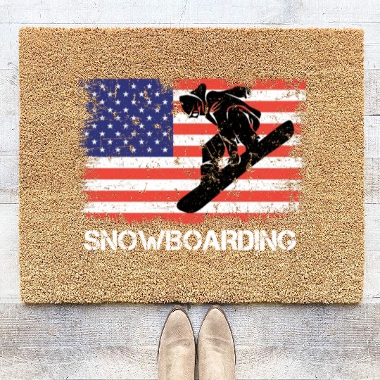 America Snowboarding Stars and Stripes Snowboard Coir Doormats