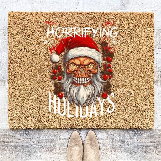Skull Santa Claus Horrifying Holidays Coir Doormats