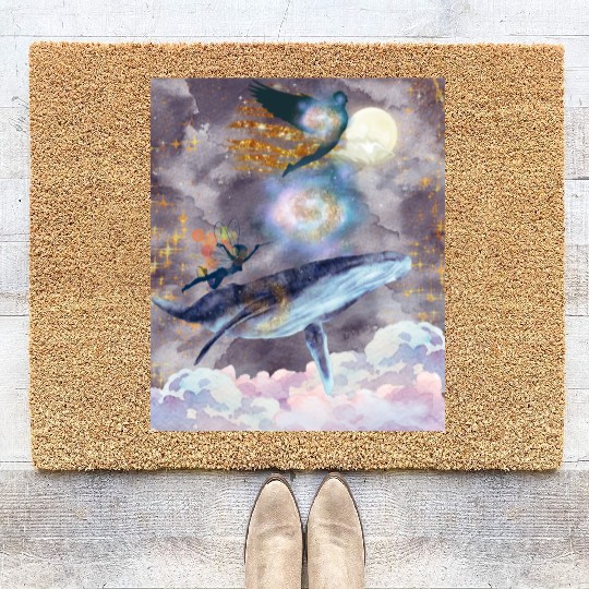 Whale's Celestial Journey Coir Doormats