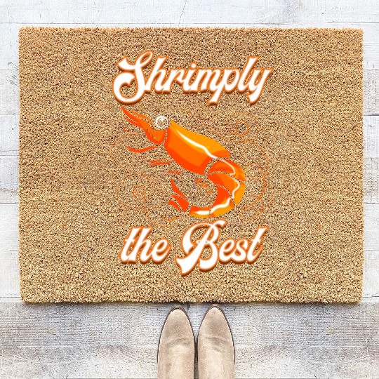Funny shrimp food shrimp design for seafood chefs Coir Doormats