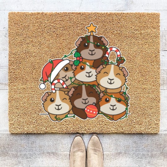 Guinea Pig Christmas Tree Funny Animal Coir Doormats